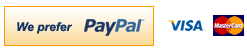 We prefer PayPal. Visa, Mastercard.